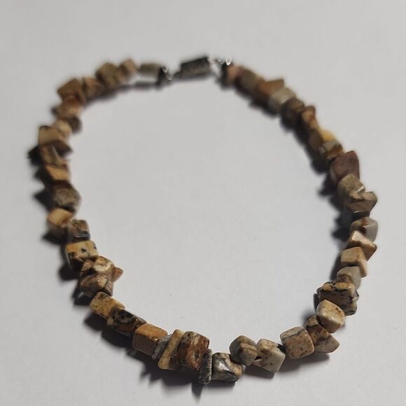 Brown and Tan Glass Beaded Bracelet Simulated Stone - Picture 1 of 3